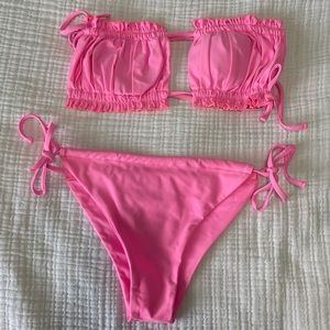 Bright Pink Strapless Super Cheeky Bikini size S
